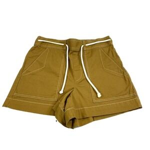 Free Assemby Shorts Womens Large Brown Elastic Waist Rope Tie Slash Pockets